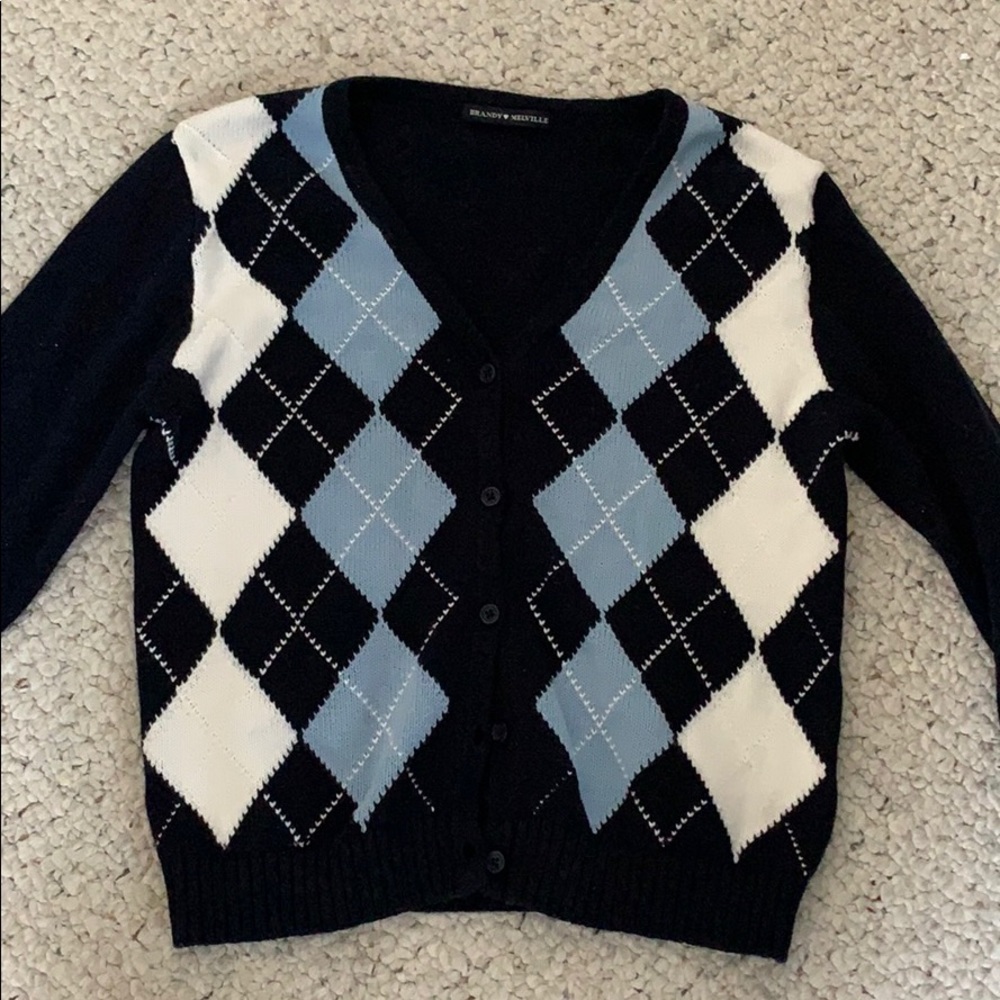 BRANDY MELVILLE elizabeth plaid button up sweater